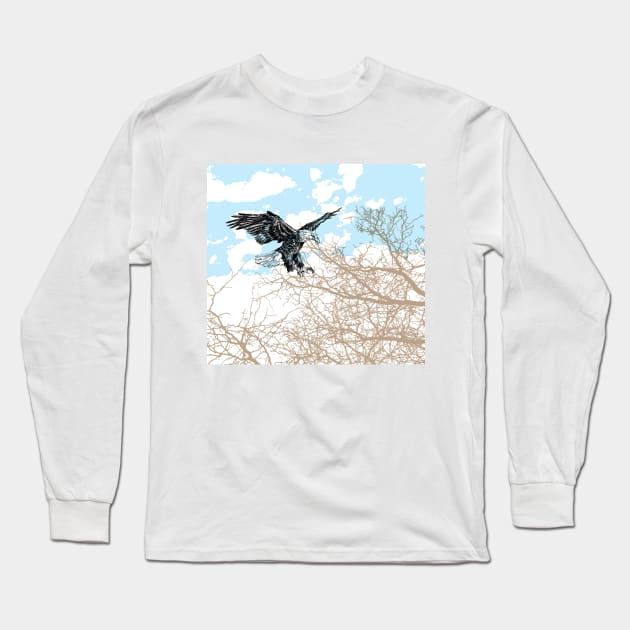 Bald eagle print Long Sleeve T-Shirt by rachelsfinelines